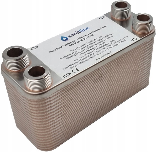 SANITLINE TEPELNÝ VÝMENNÍK 40 DOSKY 35kW 4x 3/4"